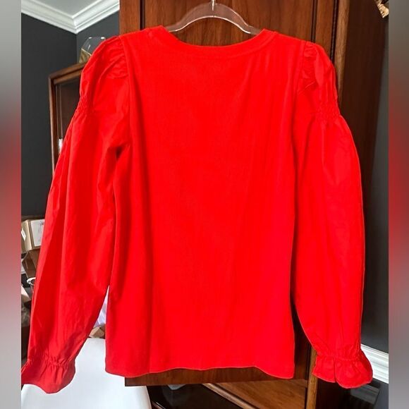 Loft Ruffle Cuff Mixed Media Blouse - Picture 3 of 7